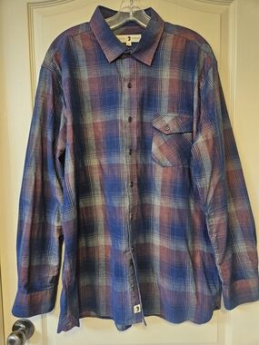 Duck Head Men's Plaid Button-Down Shirt - Blue & Maroon